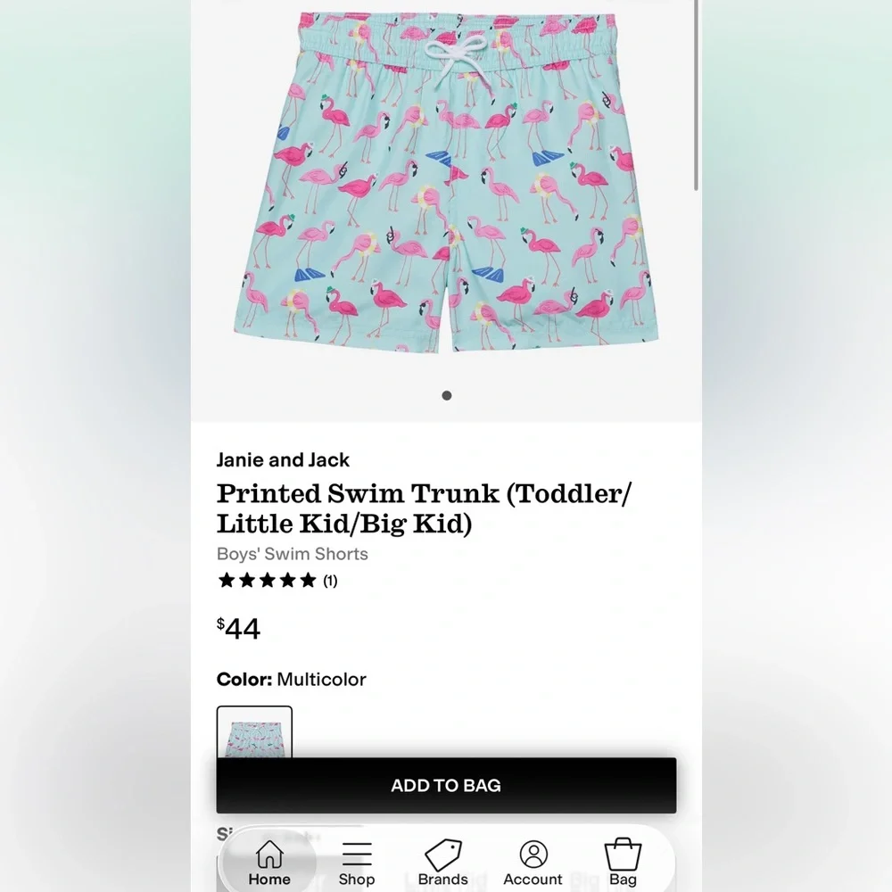 Janie and Jack Pink flamingo Swim Shorts and matching pink t-shirt set size 4 - Picture 6 of 6